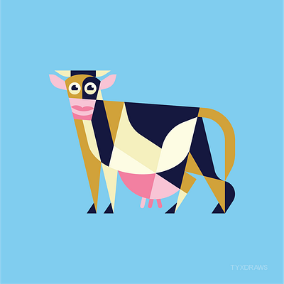 Cow adobe cattle charlie chocolate cow design farm flat geometric graphic harper icon illustrator logo midwest milk moo utter vanilla