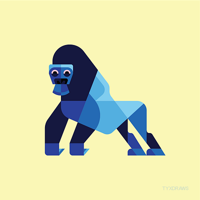 Gorilla adobe ape brand charlie chimp design flat geometric gorilla harper icon illustrator king kong monkey mountain silverback vector