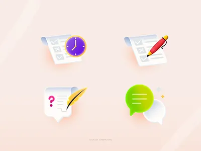 ICONS chat checklist colorfull colors design figma graphic design icon iconset illustration minimal note notebook time ui vector