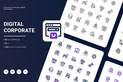 Digital Corporate Icon Pack business corporate digital icon icon design icon pack icon set management office sale shop technology