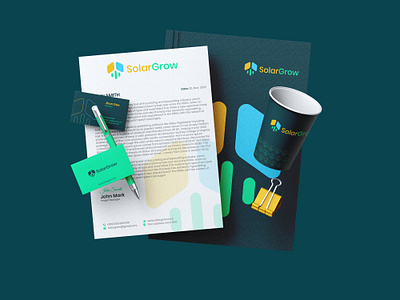 SolarGrow - Brand Identity Design. brand book brand identity brand logo branding business creative graphic design green energy logo logos minimal minimalist organic property real estate renewable solar solar panels