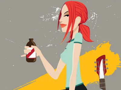 Miki 90s beer berenyi cartoon character comicbook design illustration indie indiecrush lush miki redhead rickenbacker strip vector