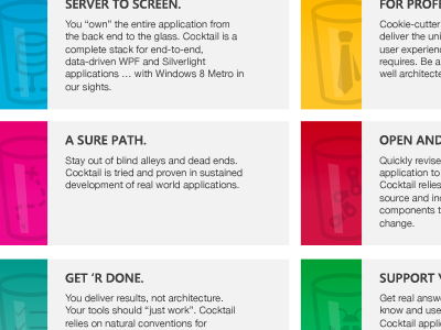 Cocktail preview - feature list .net app cocktail colorful metro microsoft