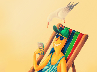 Bird bank beach bird phone relax