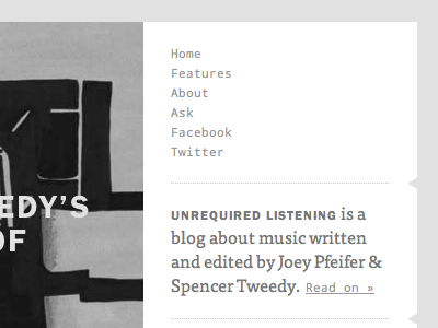 Unrequired Listening black and white blog franklin gothic music personal project