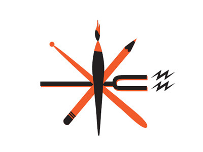 Creativity Icon Mockup for TriBeCa Film Fest art brush creativity drum drumstick graphic illustration icon music orange paint paintbrush pencil symbol tuning fork vector