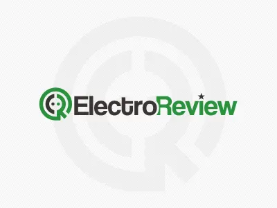 Electro review logo decean electro logo nelutu review vector