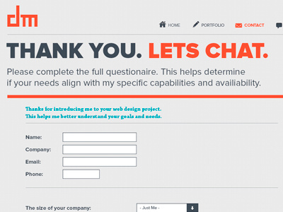 Contact Form chaparral pro contact form dan dan malarkey dropdown menus forms icons identity orange pencil portfolio proxima nova ui