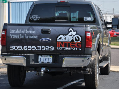 INTEGmotorsports.com tailgate wrap design/install dealership design f350 ford illinois integ integrity jacob motocross motorsports peoria reinholdt supercross tailgate truck vehicle wrap vehicle wrap peoria vengeance washington