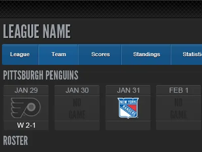 Team Home Concept black blue fantasy fantasy sports hockey nhl texture ui web app
