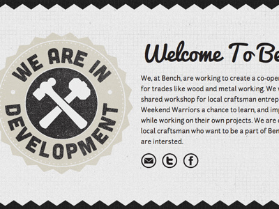 We Are In Development bench branding cubans furniture identity junction logo pacifico table texture vista sans workbench workshop