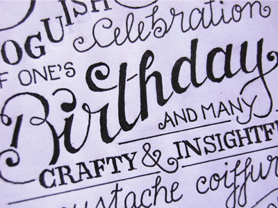 Birthday Card birthday card custom type detail hand drawn lettering script sketch