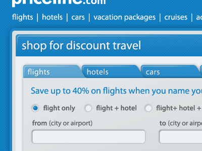 Priceline form navigation website