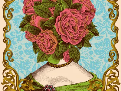 Rosie collage flower portrait screenprint