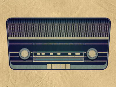 Radio illustration poster print radio retro vector vintage