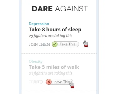 Dares action article list listicle ui website design