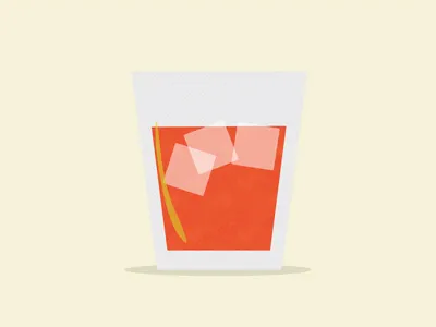 Old Fashioned alcohol cocktail drink ice cube illustration