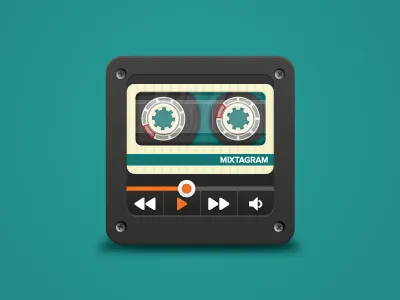 Mixtagram bas baspixels brand design brand designer cassette icon icon designer identity identity designer ipad iphone logo logo designer mix mixtagram mixtape music tan tape teal