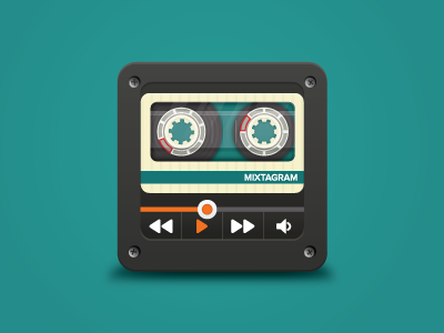 Mixtagram bas baspixels brand design brand designer cassette icon icon designer identity identity designer ipad iphone logo logo designer mix mixtagram mixtape music tan tape teal