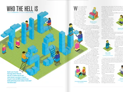 Spread for TRAVIS Magazine editorial illustration infographics
