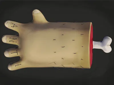 Hairy hand 3d blood bone hand zbrush