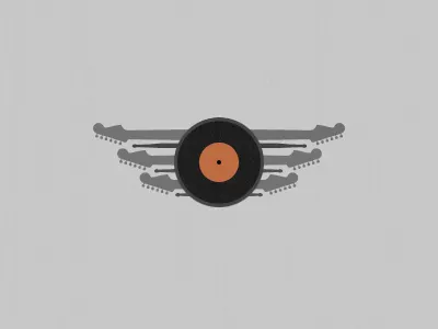 "Almost Famous" Logo almost drums famous guitar music vinyl