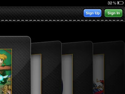 Game Select Screen III buttons games histories ipad sign in sign up ui zelda