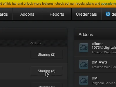 CloudVertical Overview buttons css css3 dark interface list ui