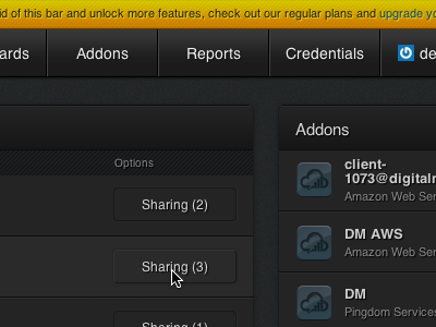 CloudVertical Overview buttons css css3 dark interface list ui