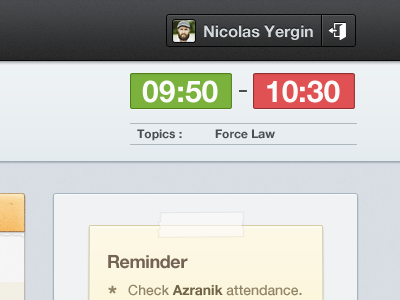 Time Begin - Time End admin app course date gui lms login management menubar minimalist navigation note range reminder school sidebar simple table task time topics ui user ux web