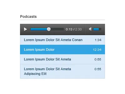 Podcasts Screenshot mp3 music music player ui widget