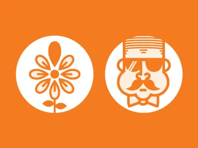 Exclamations and Moustaches aviators bowtie flower high top fade icon moustache orange