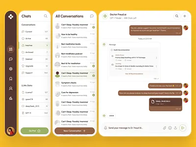 freud v2: AI Mental Health App - Mindful Chatbot Dashboard UI ai mental health app ai mental health chatbot ai therapy app clean figma ui kit green mental health app mental health assistant mental health chatbot mental health companion mental health dashboard mental health ui kit mindful assistant app mindfulness app minimal mobile app modern mood tracker app self care app yellow