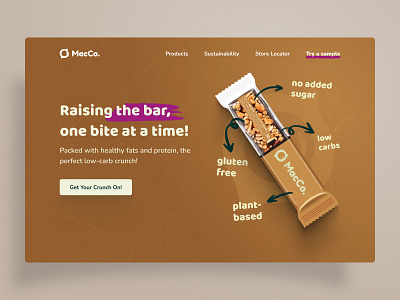 Landing Page Design Challenge: Day 17 health bar landing page macadamia protein bar ui ui design ui designer uiux user interface user interface design ux web web design website website design