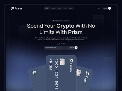 Finance Landing Page - Crypto blockchain credit card crypto cryptocurrency dark mode defi finance fintech investment landing page minimal design modern design neumorphism saas trading app uiux web design web3