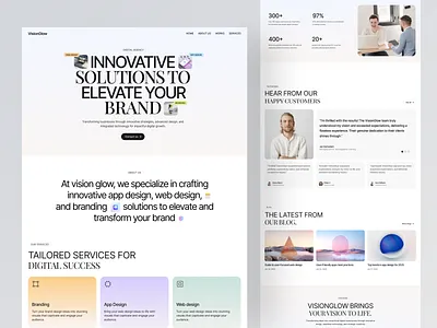 VisionGlow Digital Agency Website agency landing page agency ui design company creative agency creative direction design digital agency landing page portfolio ui web web design webdesign website