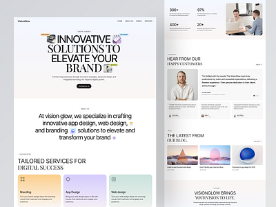 VisionGlow Digital Agency Website agency landing page agency ui design company creative agency creative direction design digital agency landing page portfolio ui web web design webdesign website