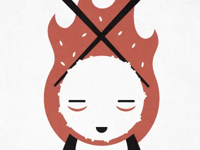 Mr Rice Ball fire fun happy illustration rice screen print sushi two color two colour