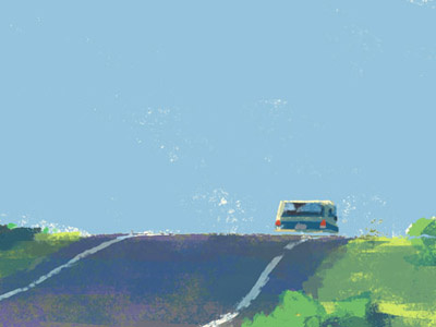 Driving car illustration painting