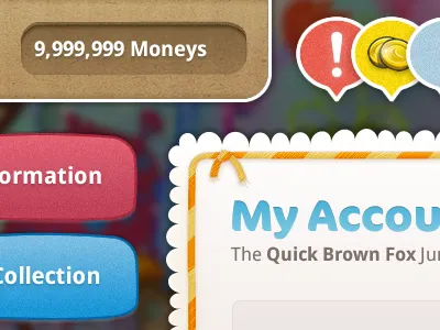 Game UI cardboard fantasy fun game kids mobile string ui yarn