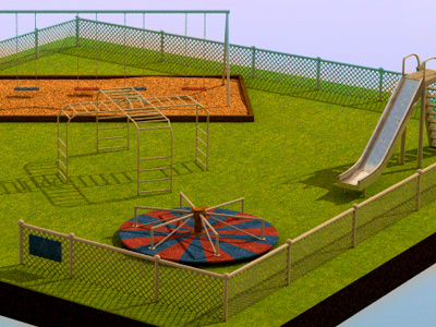 Playground Icon 3d fence icon playground slide swings unused