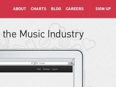 The Music Industry! app bar din geomicons header icons industry macbook music nav navigation nbs next big sound red
