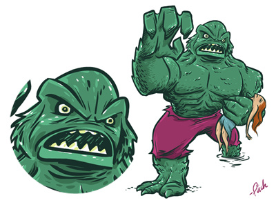 Creature Hulk Dribble black lagoon creature hulk monster