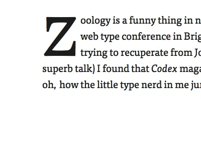 Z display drop cap lapture display tisa typography web