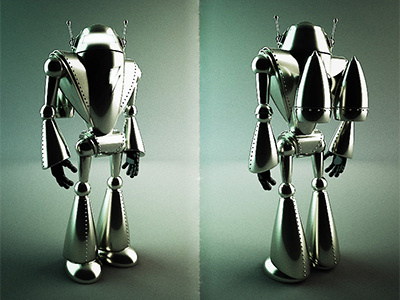 Megabot 3d character chrome robot sci fi vintage