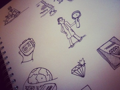 Ready to Scan clean scamps hand drawn marker pen project work