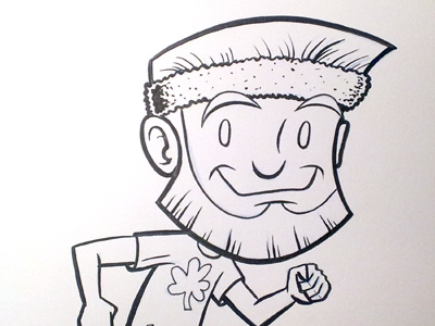 Paddy running drawing illustration ink leprechaun st. patricks day