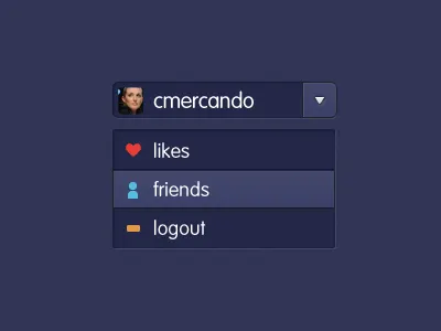 ilikeditfirst Dropdown dropdown friend heart logout navigation profile