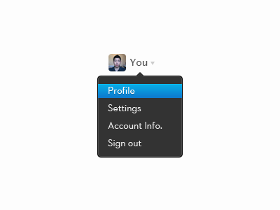 Dropdown Menu blue dark dropdown profile select ui ux