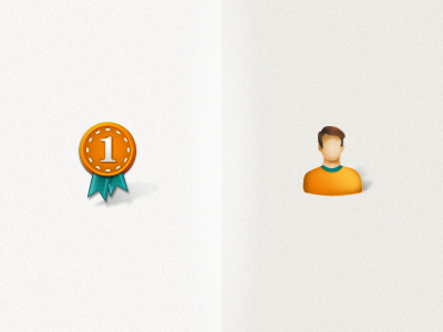 Few icons first green icon man orange prize